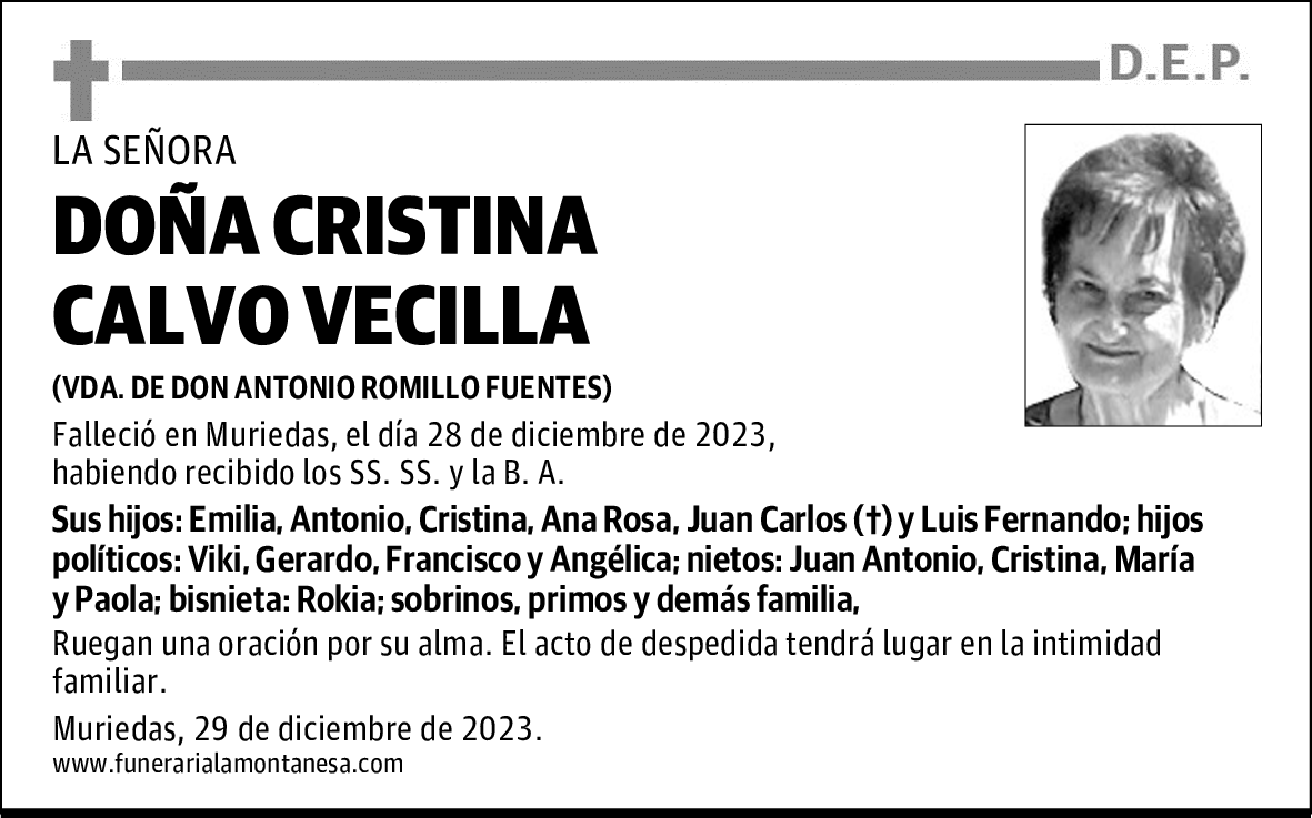 DOÑA CRISTINA CALVO VECILLA