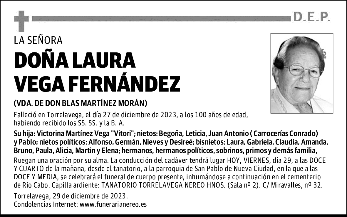 DOÑA LAURA VEGA FERNÁNDEZ