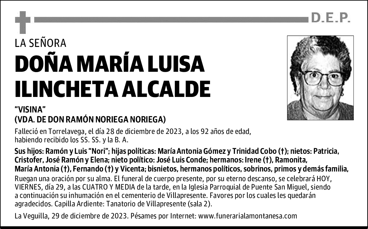 DOÑA MARÍA LUISA ILINCHETA ALCALDE