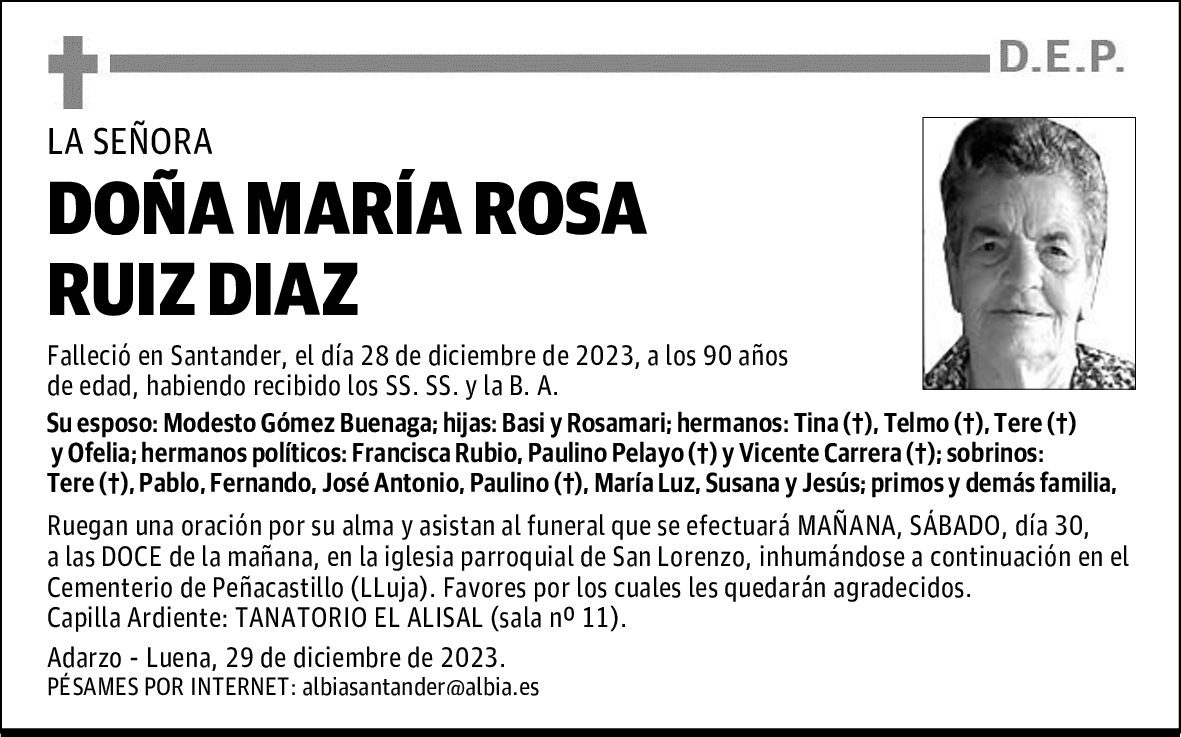 DOÑA MARÍA ROSA RUIZ DIAZ