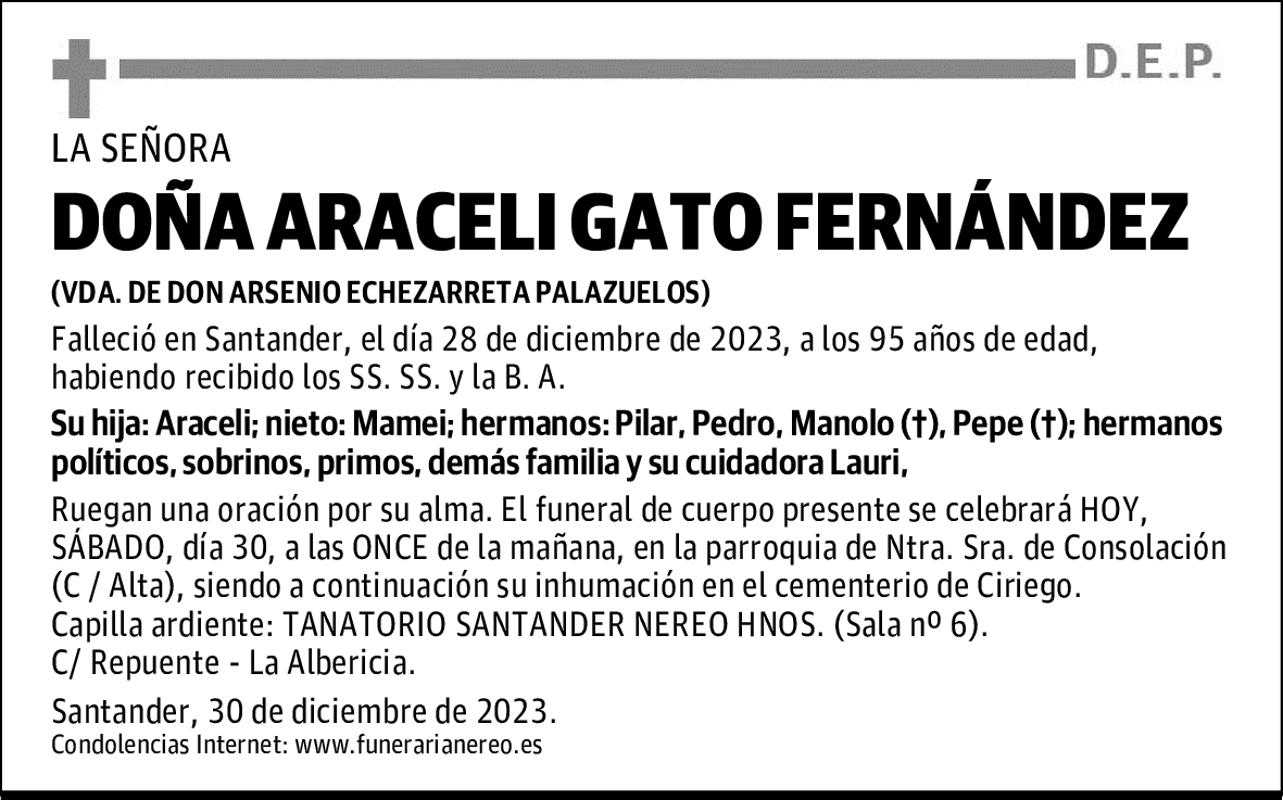 DOÑA ARACELI GATO FERNÁNDEZ