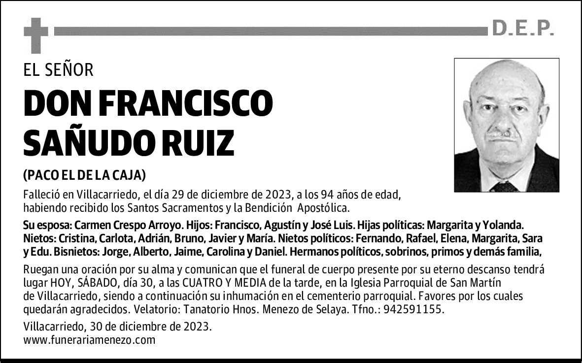 DON FRANCISCO SAÑUDO RUIZ