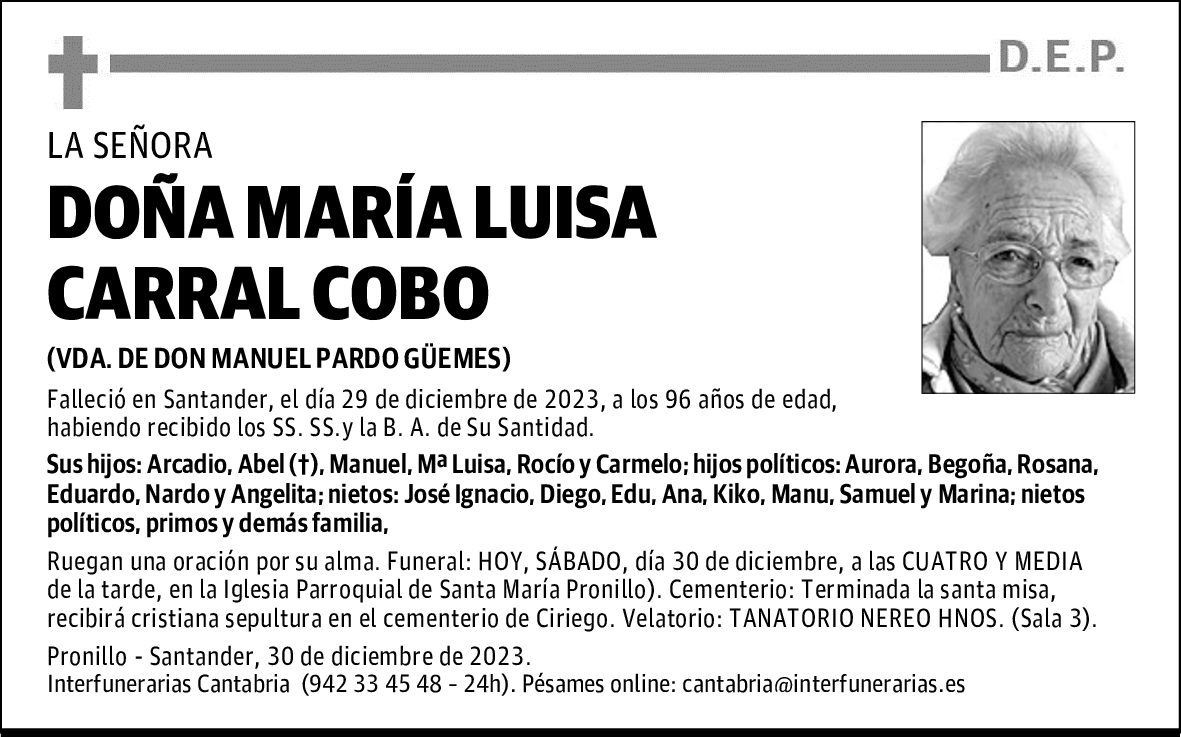 DOÑA MARÍA LUISA CARRAL COBO