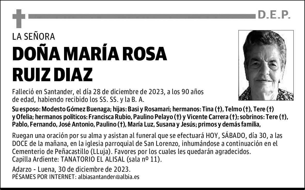 DOÑA MARÍA ROSA RUIZ DIAZ