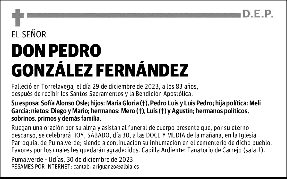 DON PEDRO GONZÁLEZ FERNÁNDEZ