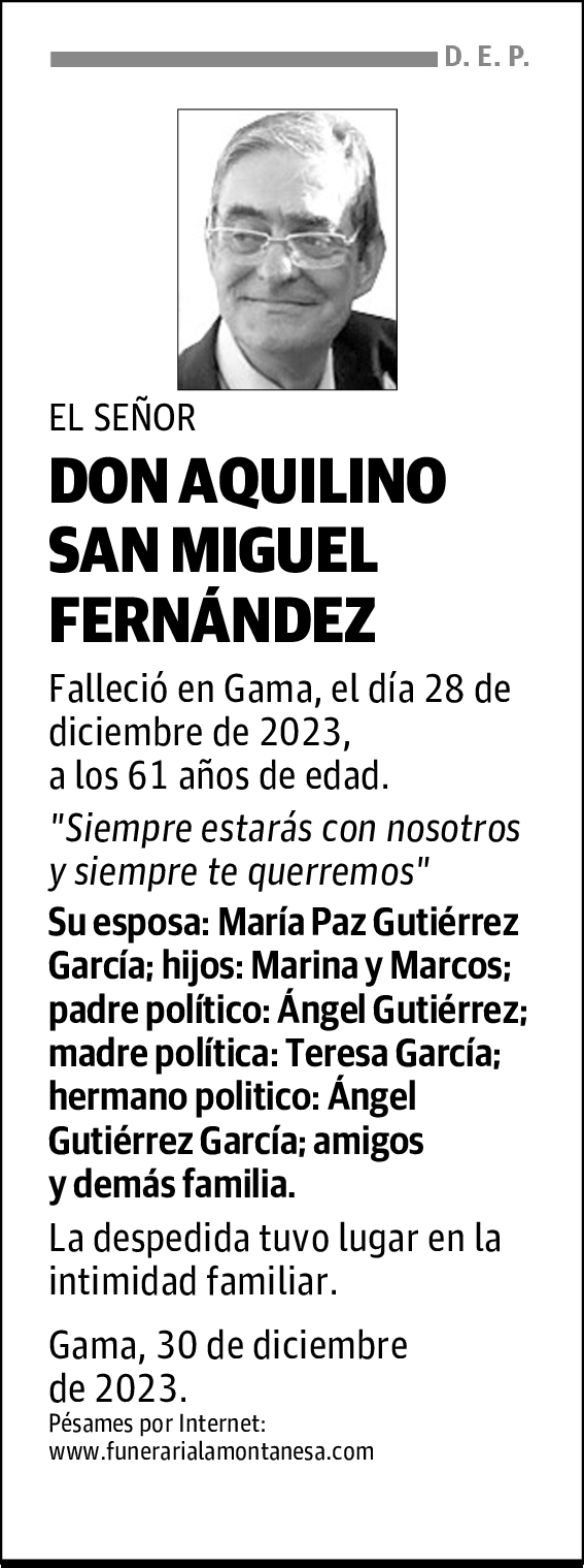 DON AQUILINO SAN MIGUEL FERNÁNDEZ