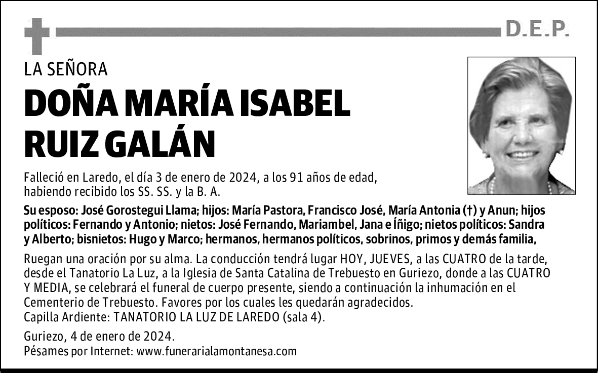 DOÑA MARÍA ISABEL RUIZ GALÁN