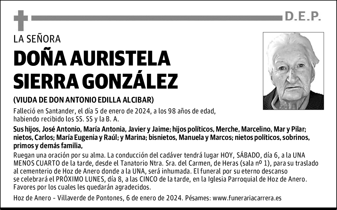DOÑA AURISTELA SIERRA GONZÁLEZ