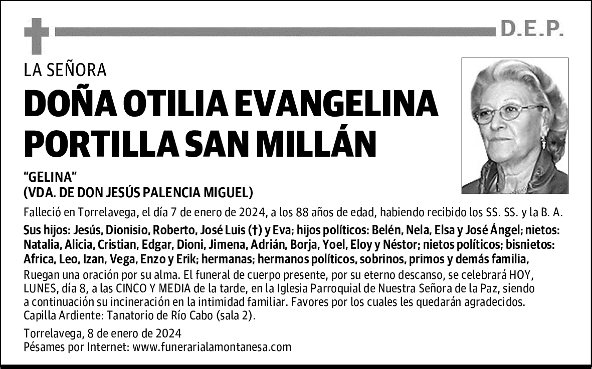 DOÑA OTILIA EVANGELINA PORTILLA SAN MILLÁN