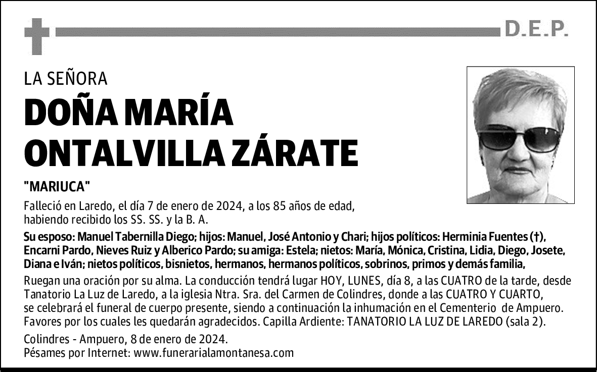 DOÑA MARÍA ONTALVILLA ZARATE