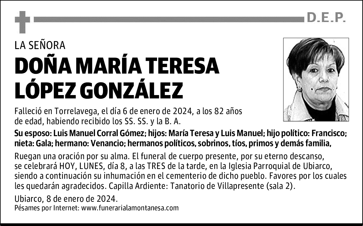 DOÑA MARÍA TERESA LÓPEZ GONZÁLEZ