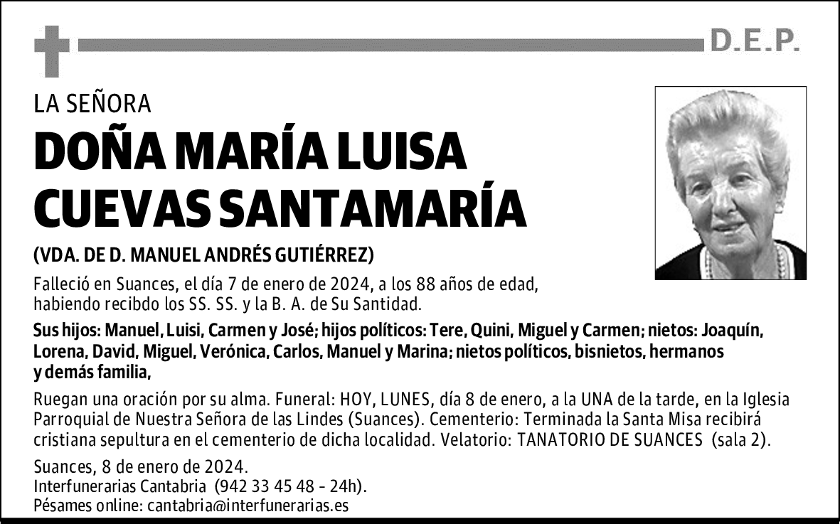 DOÑA MARÍA LUISA CUEVAS SANTAMARÍA