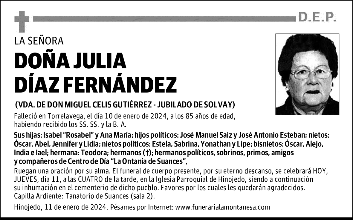 DOÑA JULIA DÍAZ FERNÁNDEZ