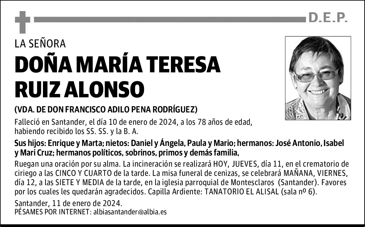 DOÑA MARÍA TERESA RUIZ ALONSO