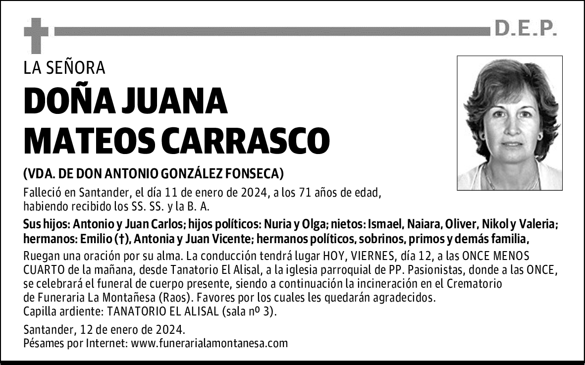 DOÑA JUANA MATEOS CARRASCO