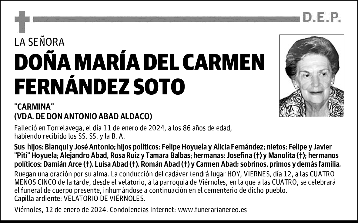 DOÑA MARÍA DEL CARMEN FERNÁNDEZ SOTO