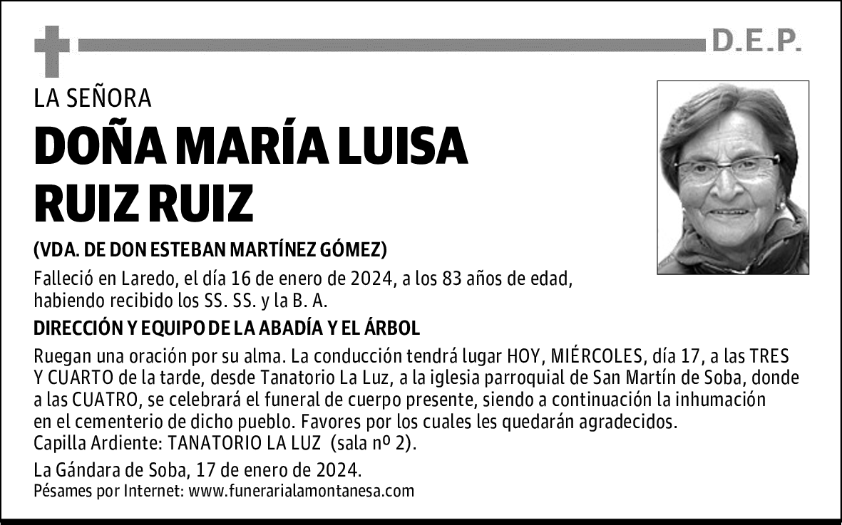 DOÑA MARÍA LUISA RUIZ RUIZ