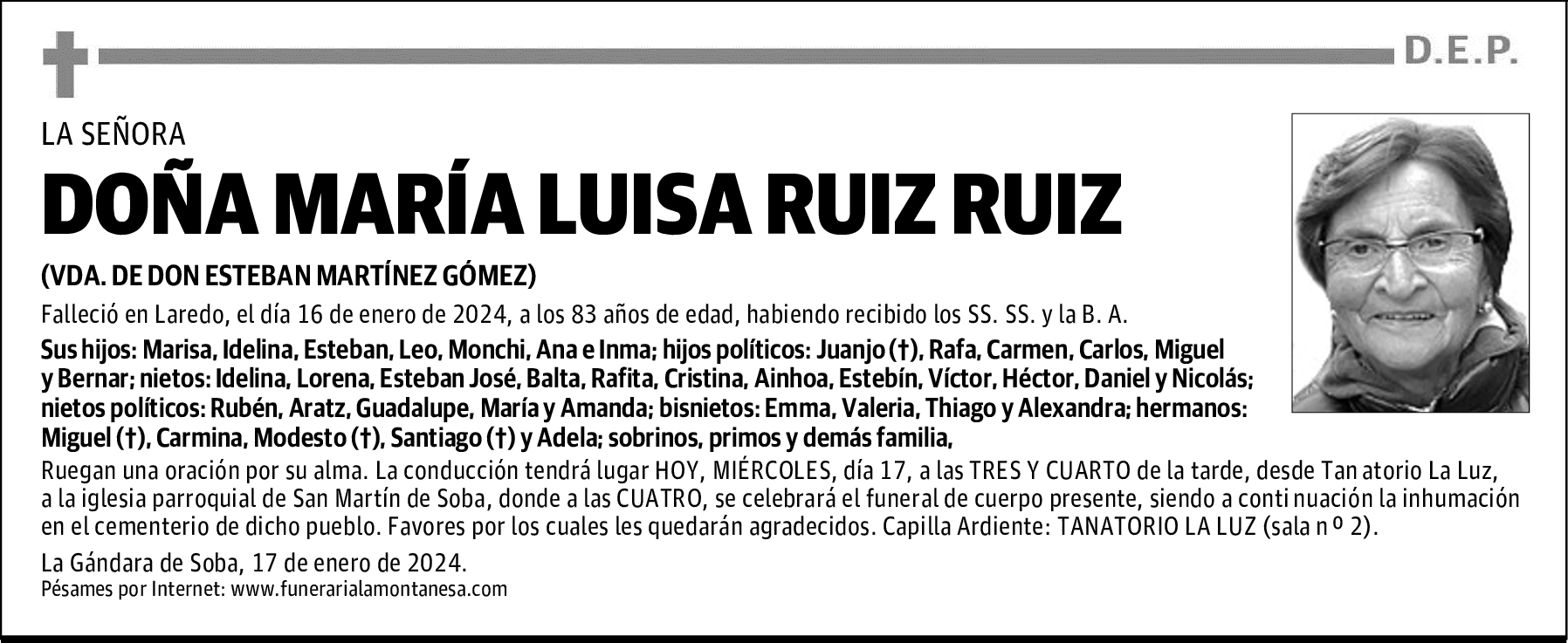 DOÑA MARÍA LUISA RUIZ RUIZ