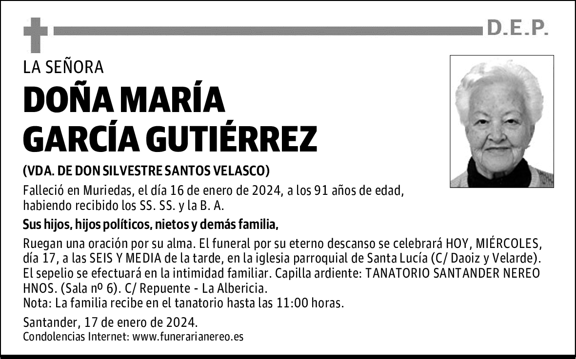 DOÑA MARÍA GARCÍA GUTIÉRREZ