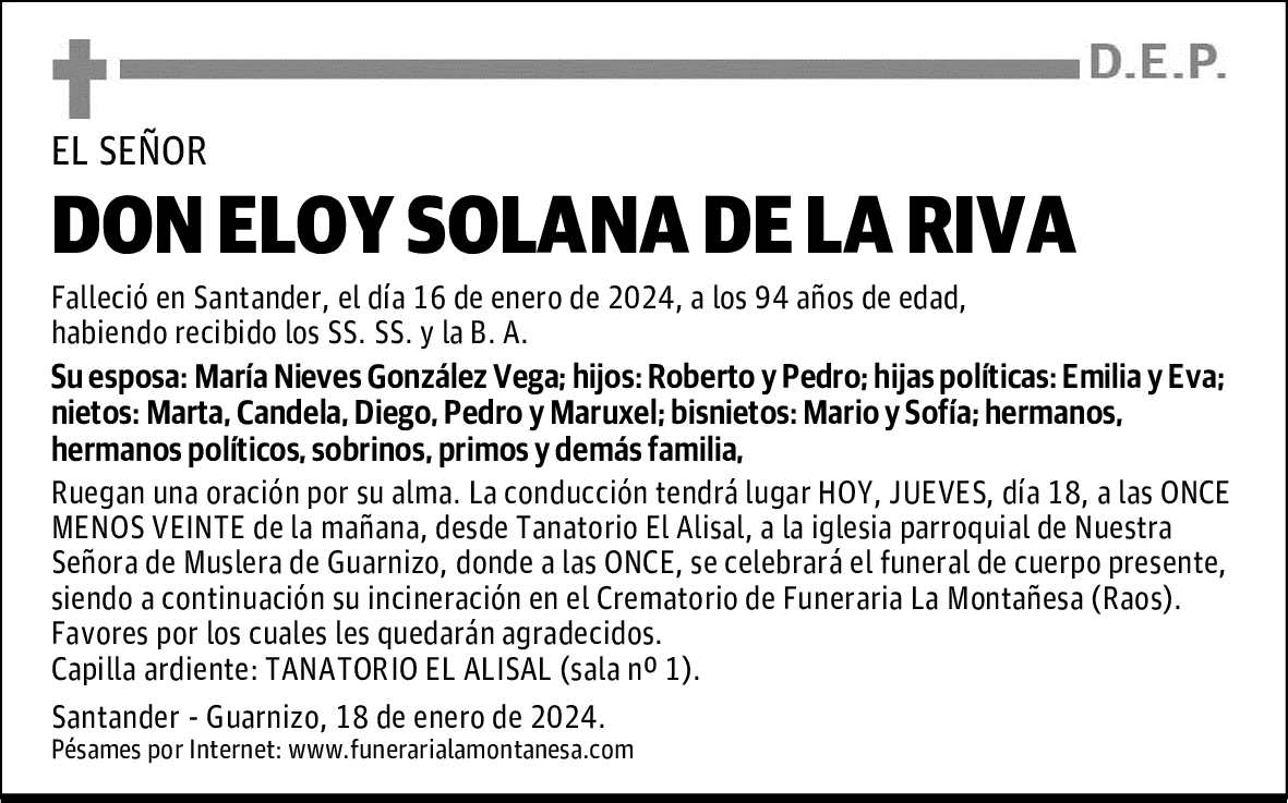 DON ELOY SOLANA DE LA RIVA