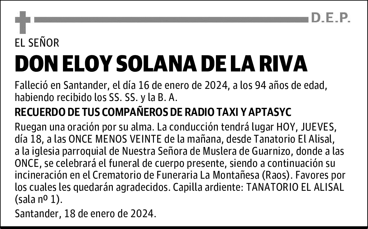DON ELOY SOLANA DE LA RIVA