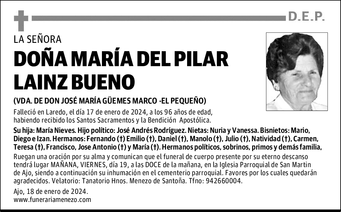 DOÑA MARÍA DEL PILAR LAINZ BUENO