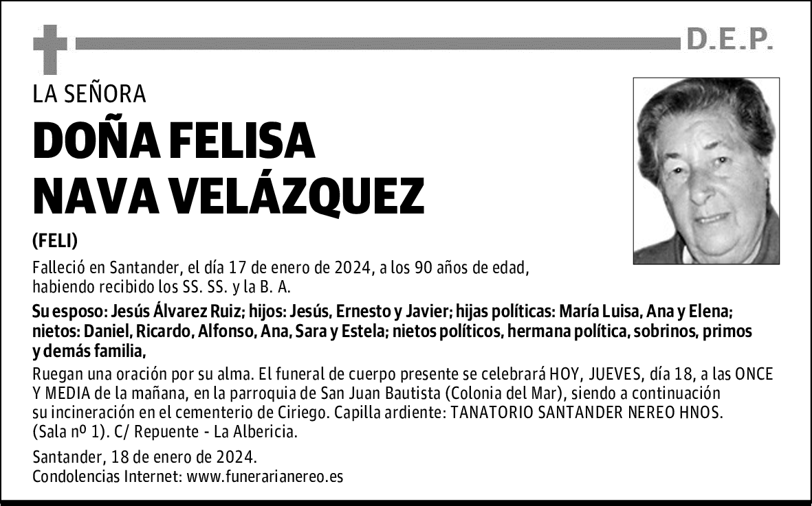 DOÑA FELISA NAVA VELÁZQUEZ