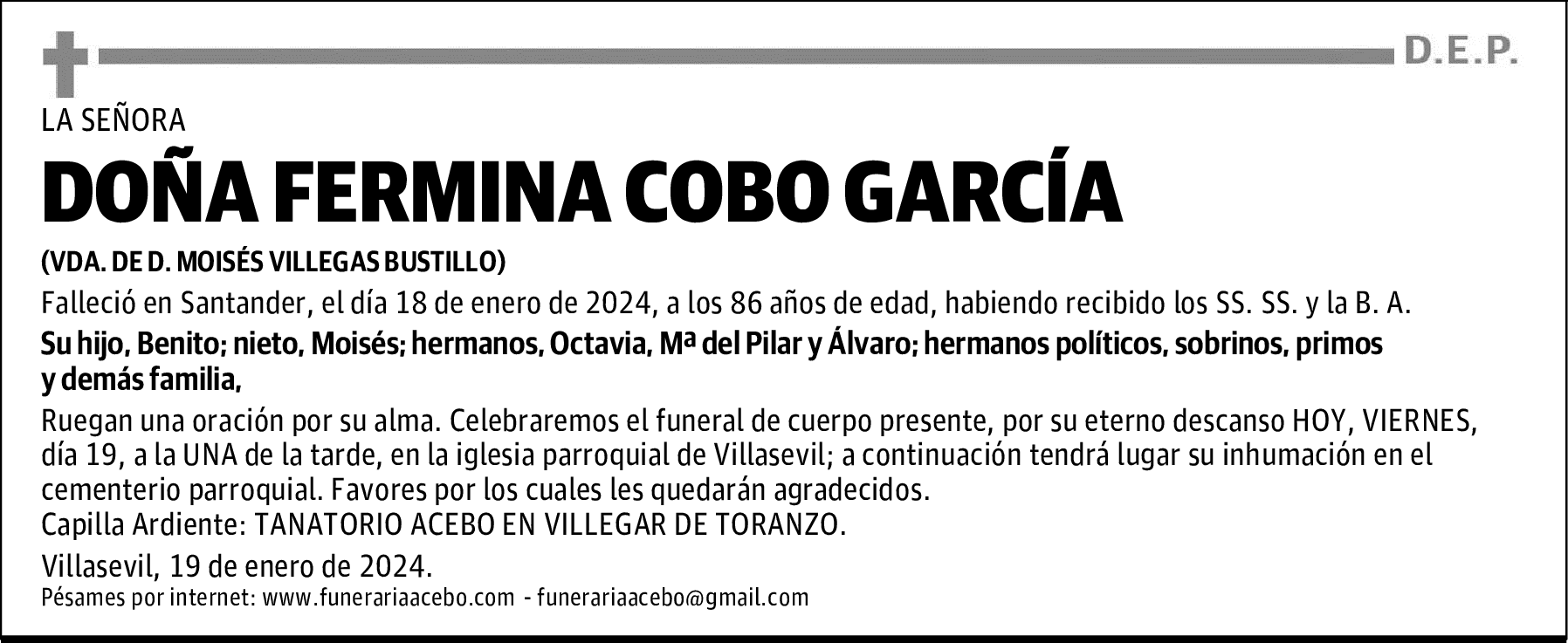 DOÑA FERMINA COBO GARCÍA