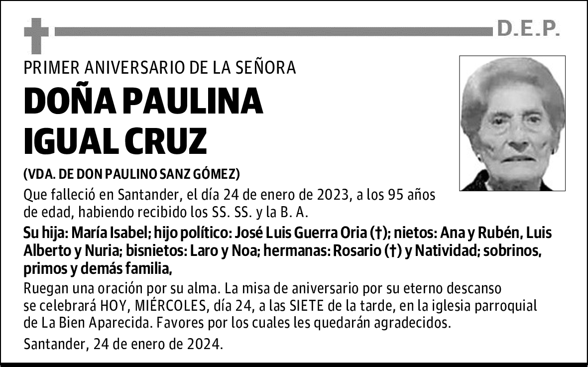 DOÑA PAULINA IGUAL CRUZ