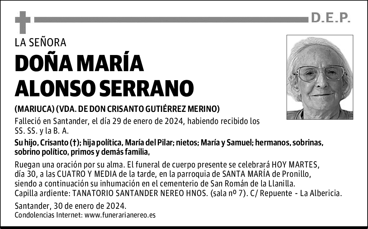 DOÑA MARÍA ALONSO SERRANO