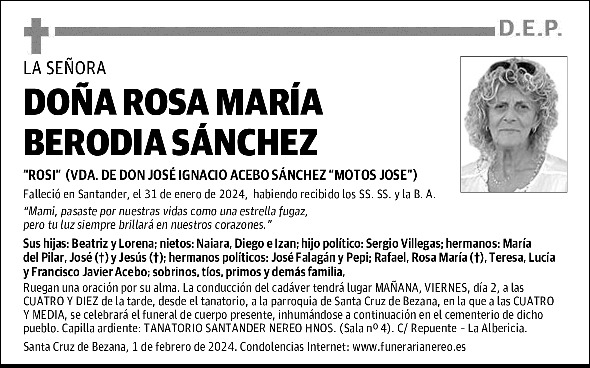 DOÑA ROSA MARÍA BERODIA SÁNCHEZ