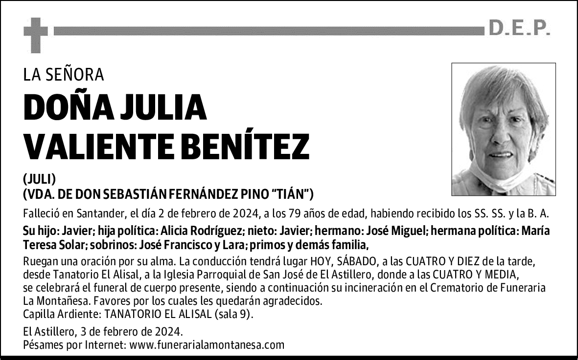 DOÑA JULIA VALIENTE BENÍTEZ
