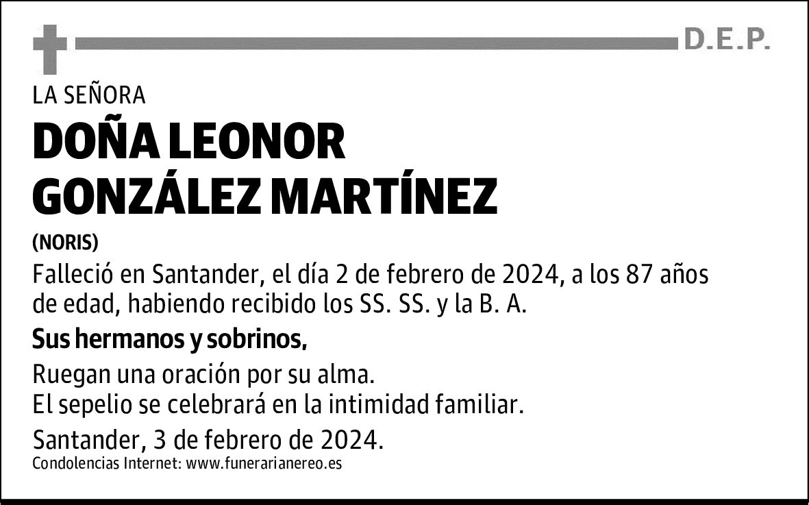 DOÑA LEONOR GONZÁLEZ MARTÍNEZ