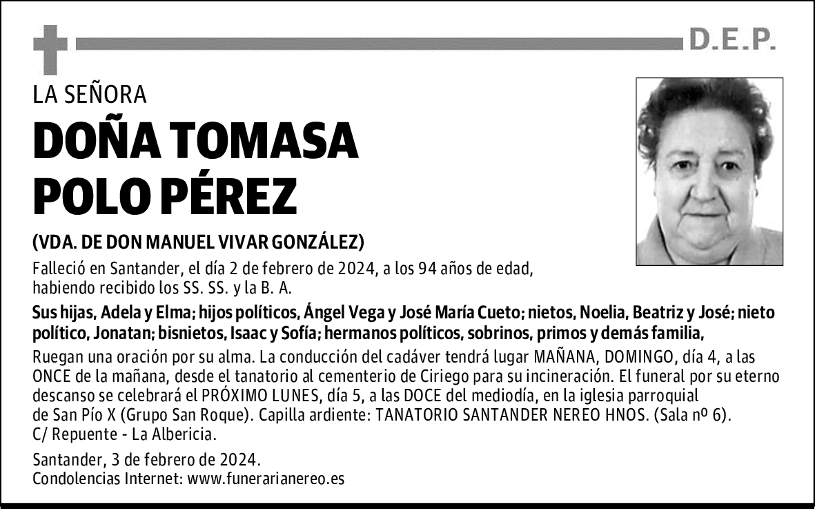 DOÑA TOMASA POLO PÉREZ