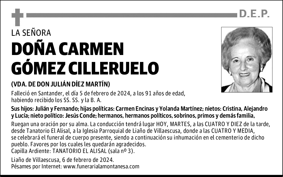 DOÑA CARMEN GÓMEZ CILLERUELO