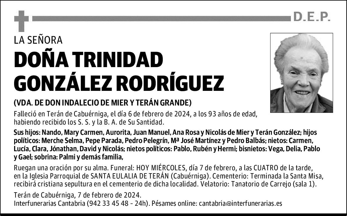 DOÑA TRINIDAD GONZÁLEZ RODRÍGUEZ