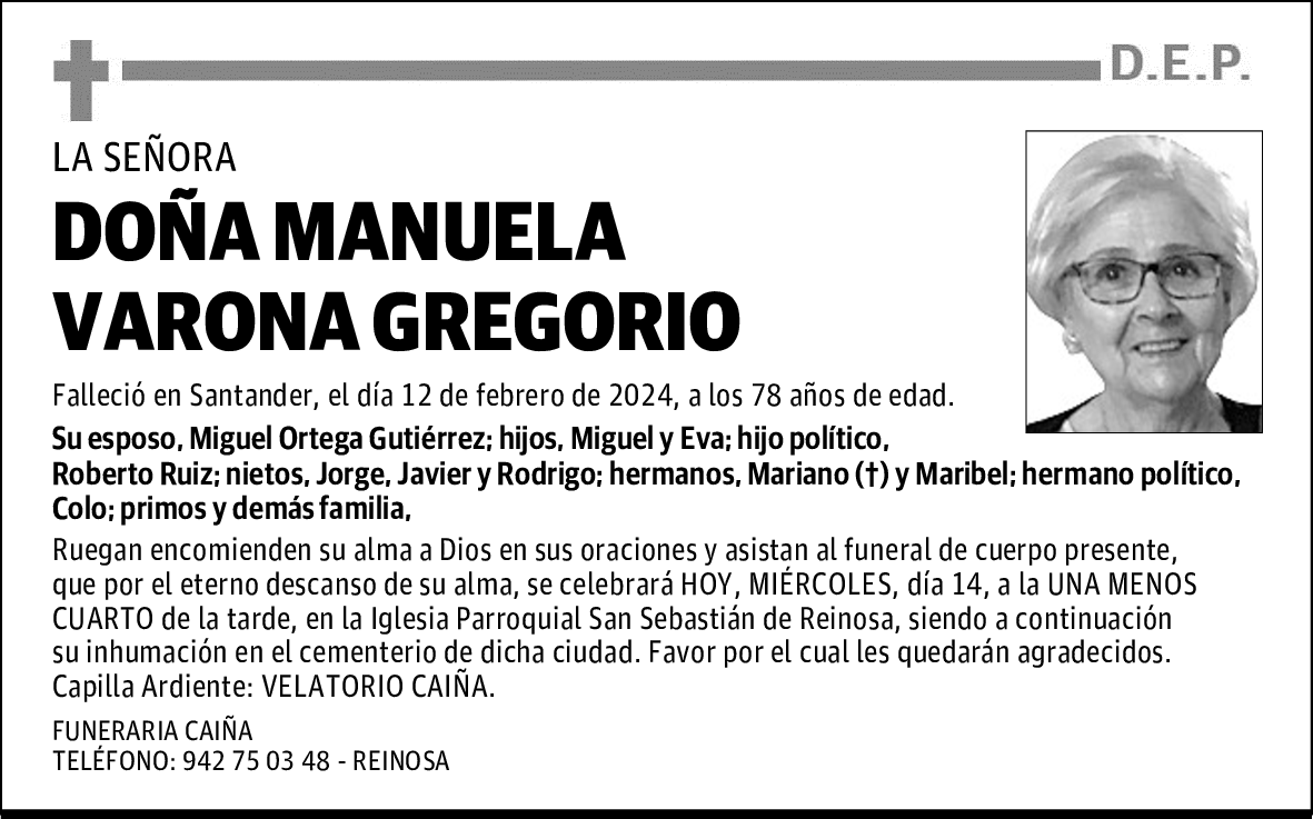 DOÑA MANUELA VARONA GREGORIO