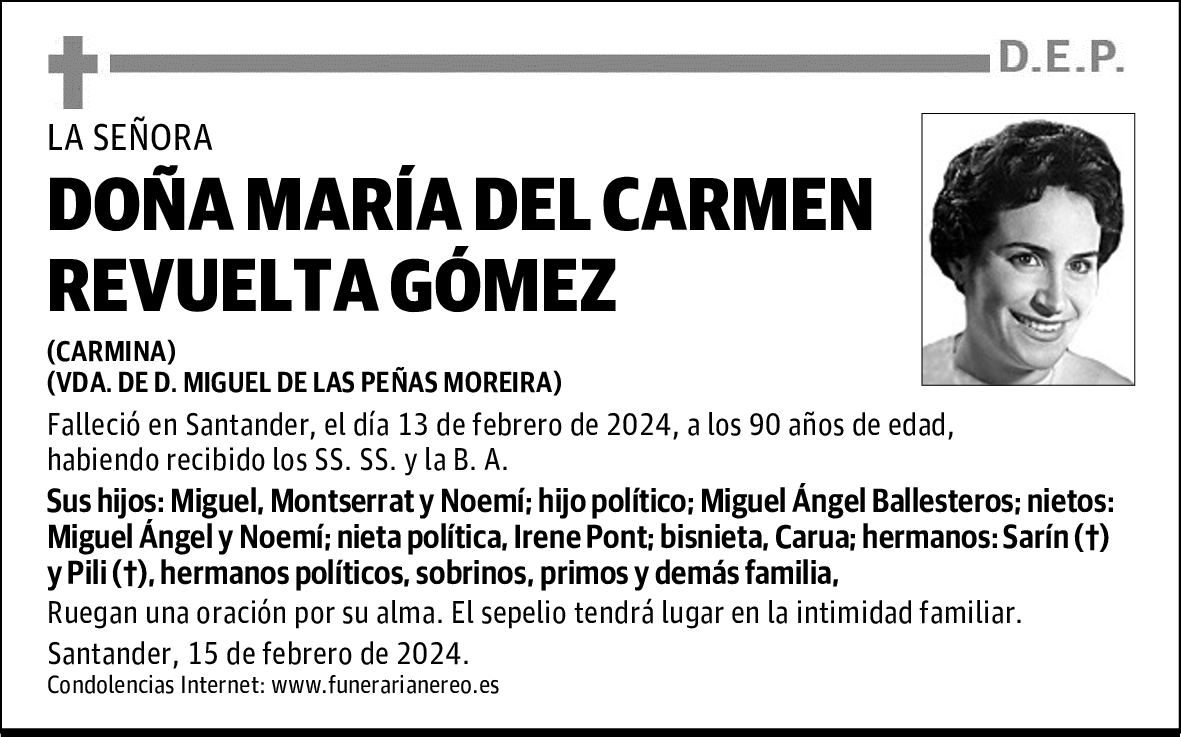 DOÑA MARÍA DEL CARMEN REVUELTA GÓMEZ