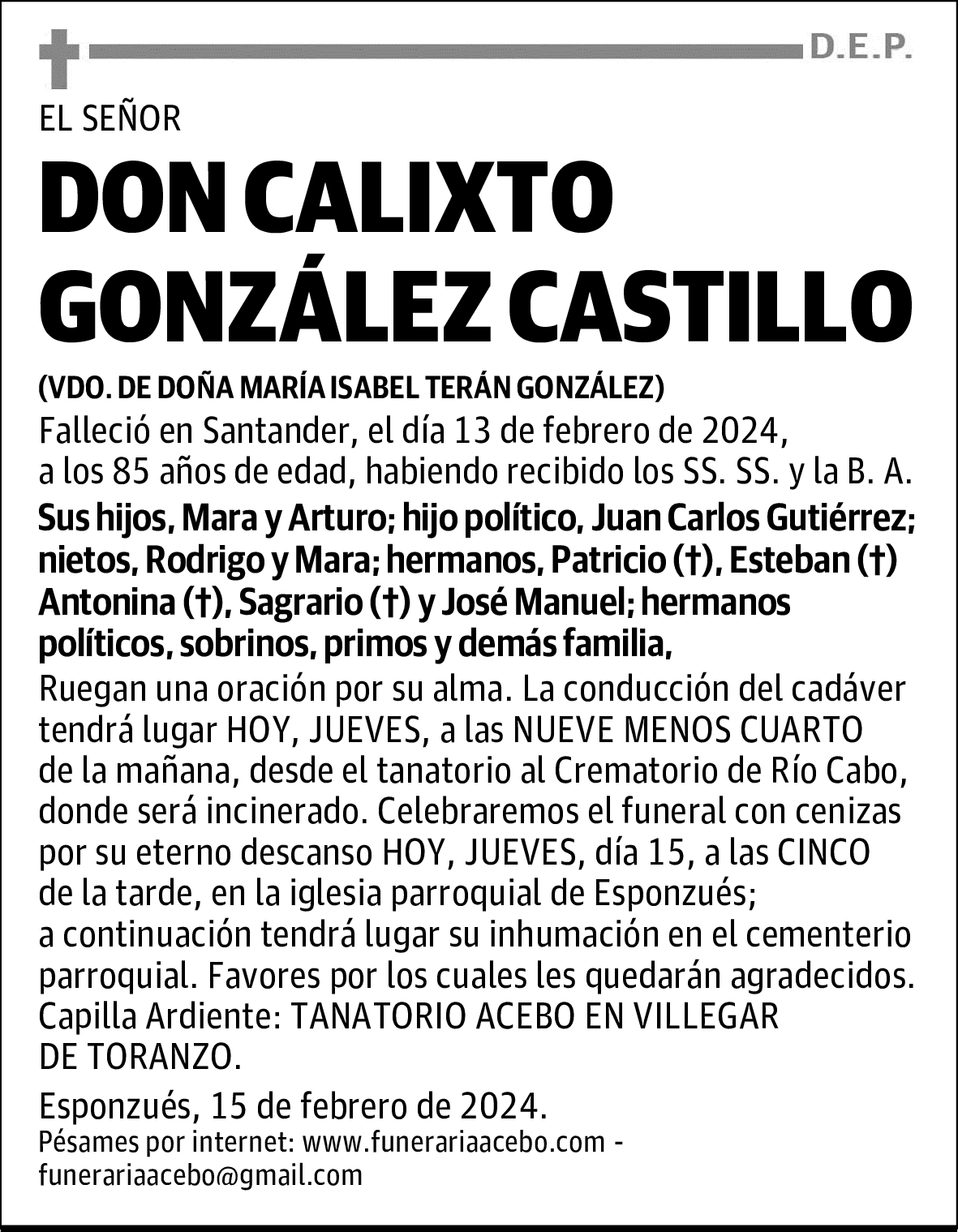 DON CALIXTO GONZÁLEZ CASTILLO