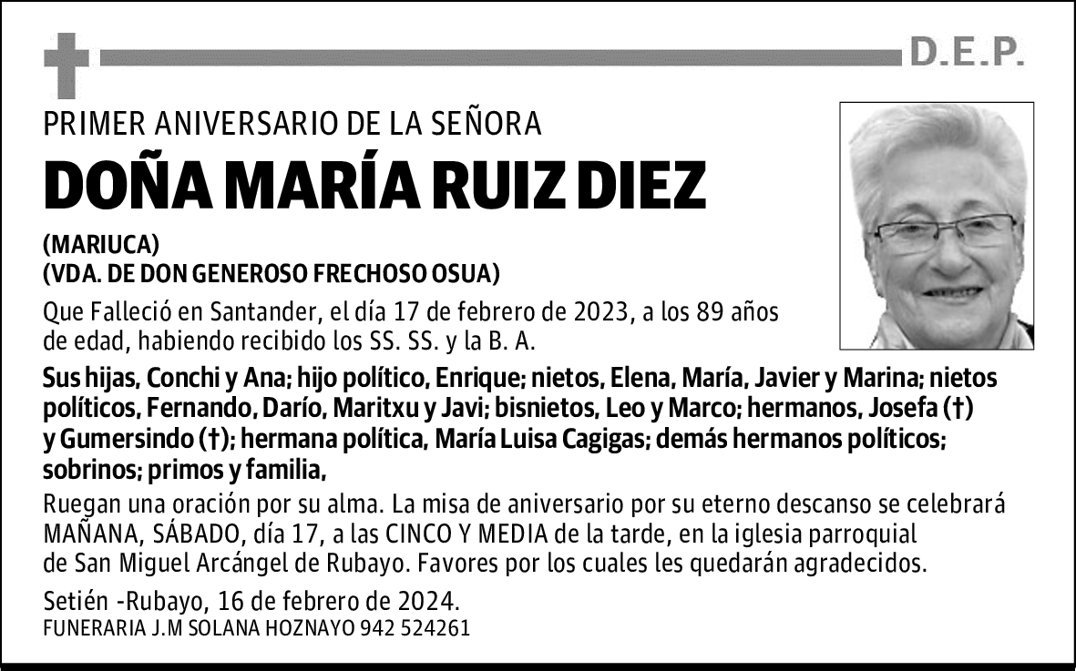 DOÑA MARÍA RUIZ DIEZ