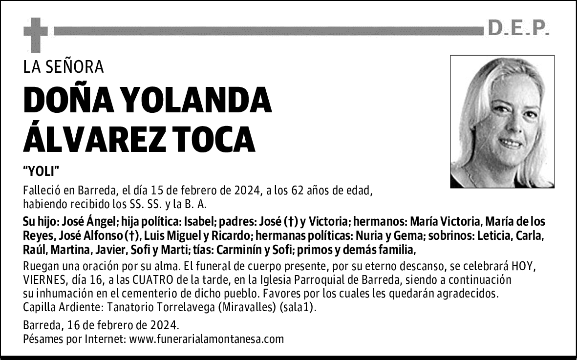DOÑA YOLANDA ÁLVAREZ TOCA