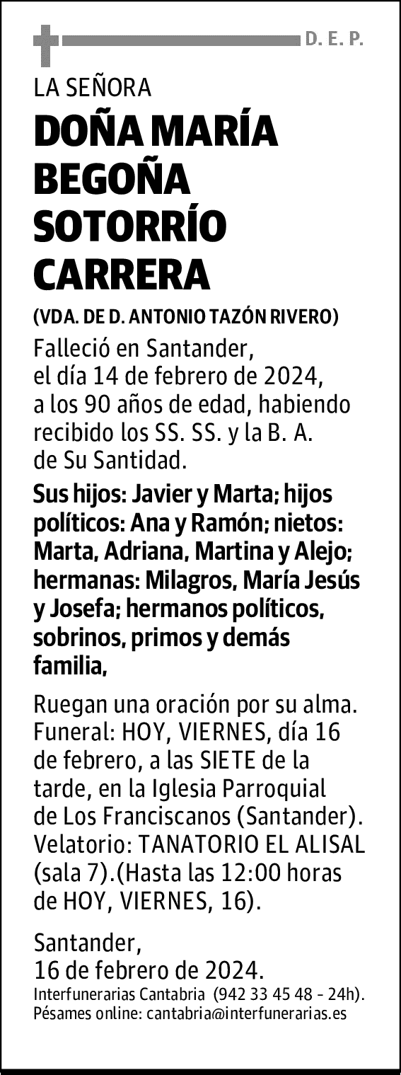 DOÑA MARÍA BEGOÑA SOTORRÍO CARRERA