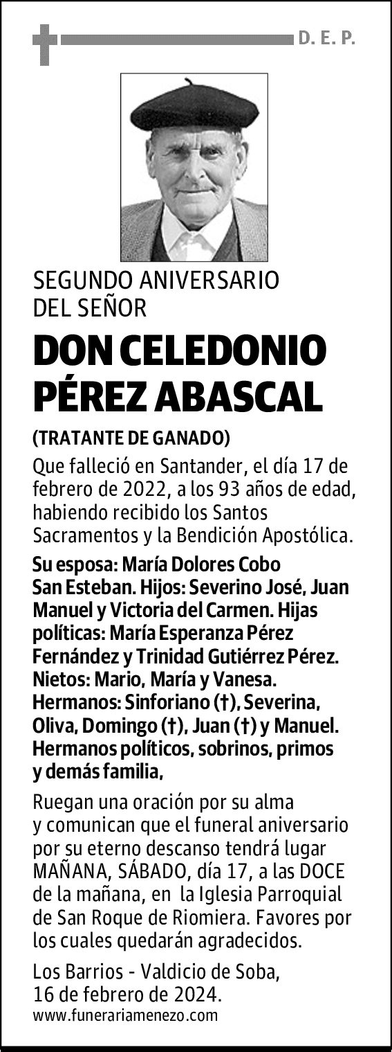 DON CELEDONIO PÉREZ ABASCAL