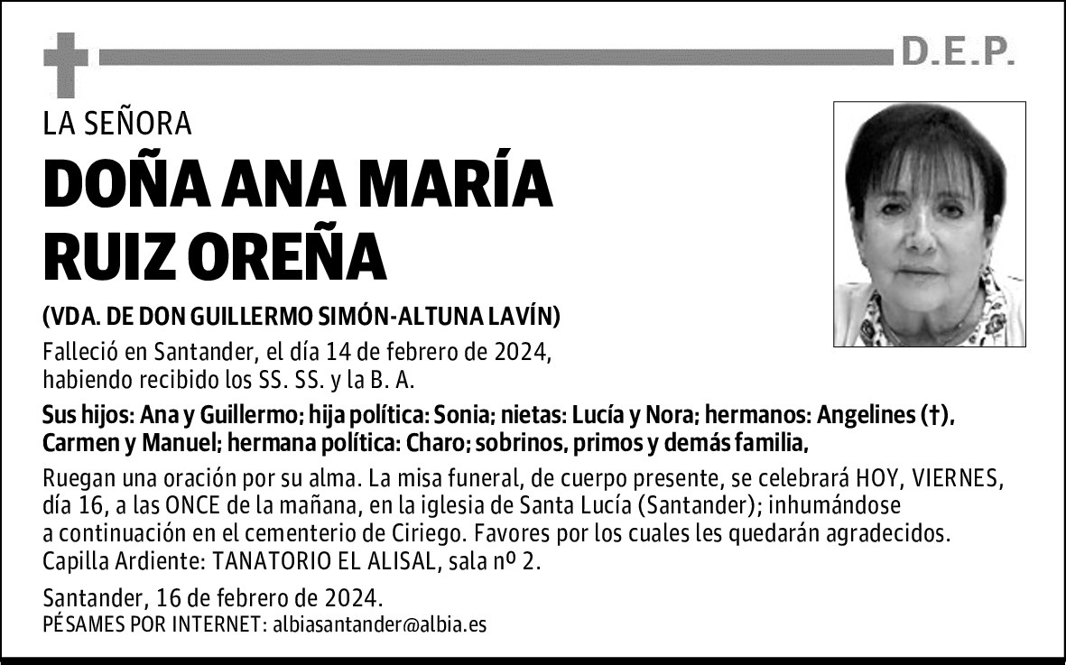 DOÑA ANA MARÍA RUIZ OREÑA