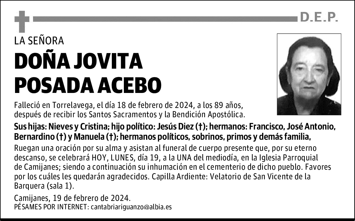 DOÑA JOVITA POSADA ACEBO
