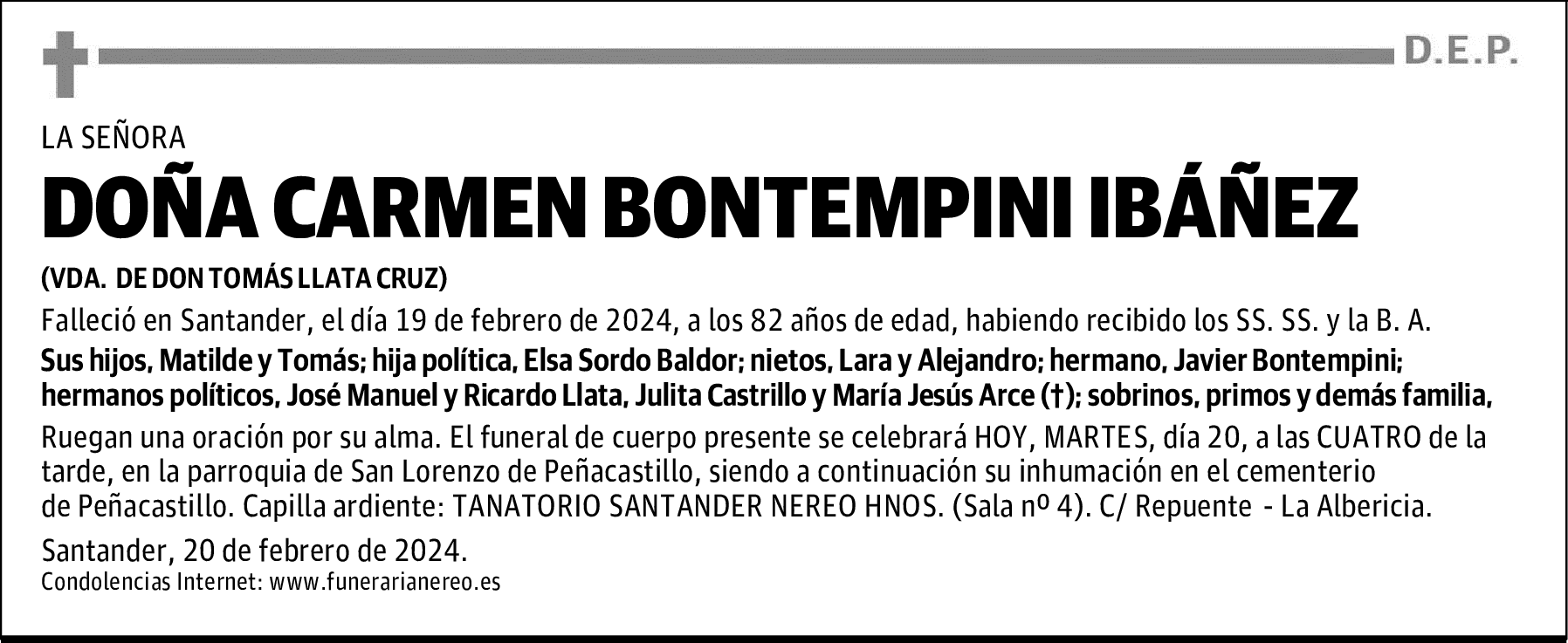 DOÑA CARMEN BONTEMPINI IBÁÑEZ