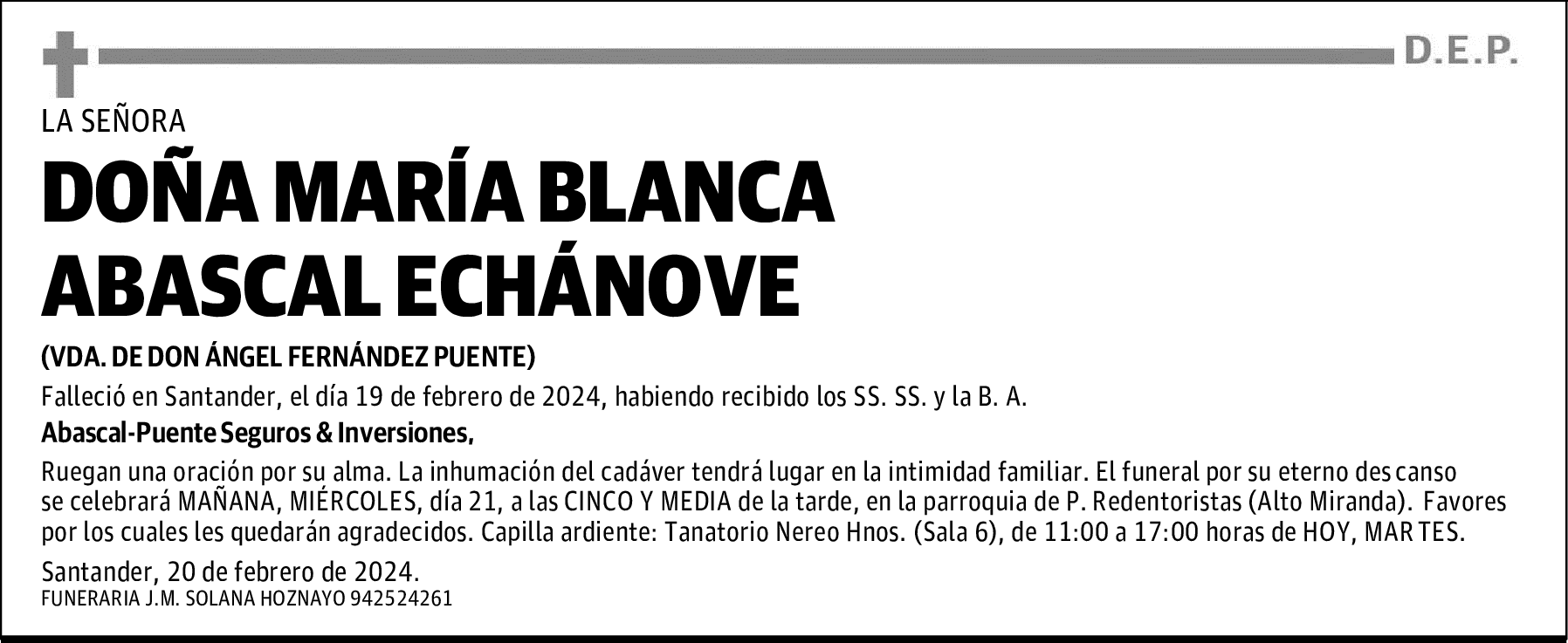DOÑA MARÍA BLANCA ABASCAL ECHÁNOVE