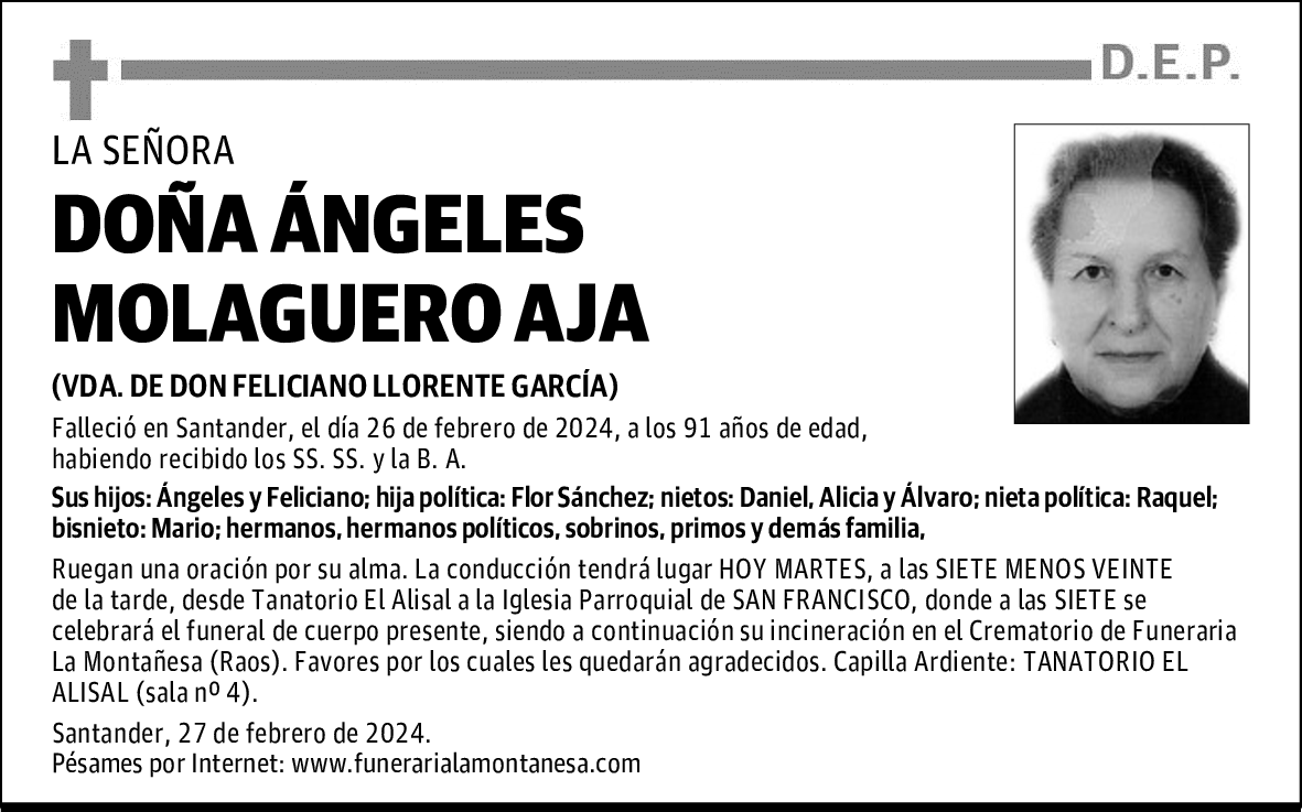 DOÑA ÁNGELES MOLAGUERO AJA