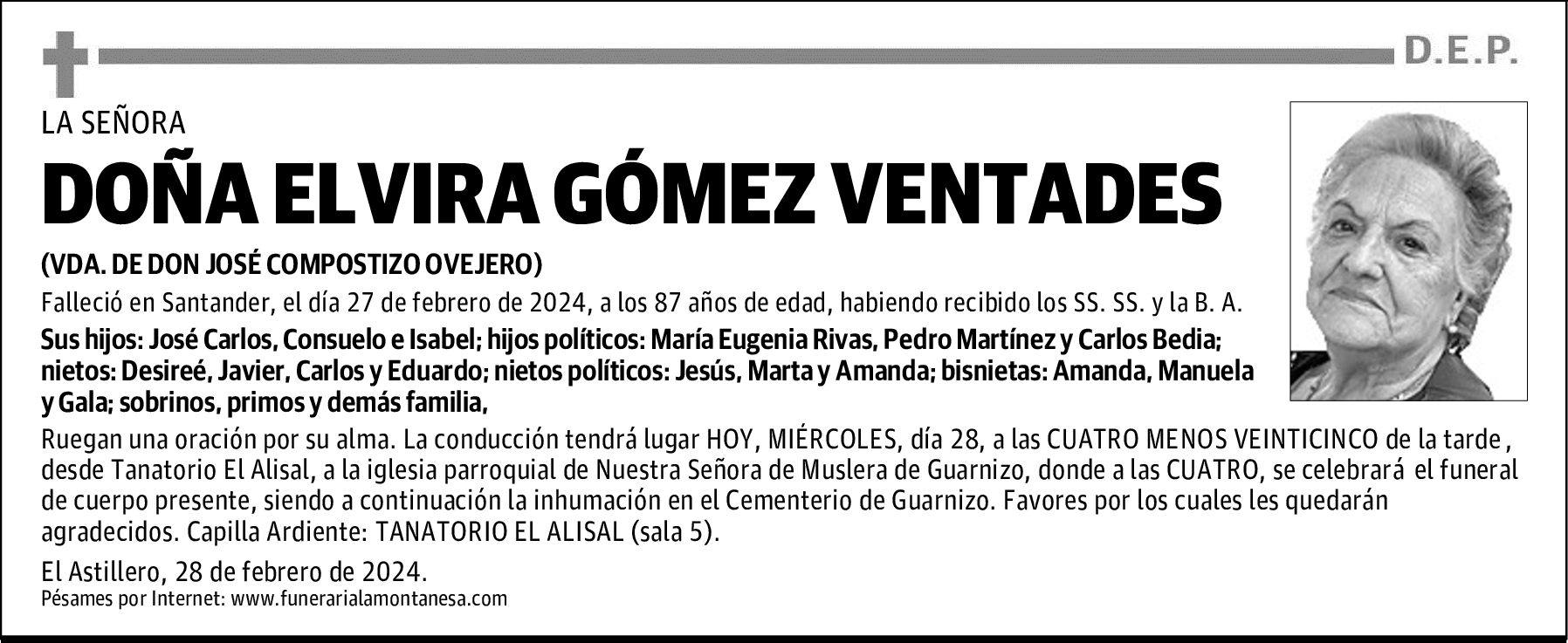 DOÑA ELVIRA GÓMEZ VENTADES