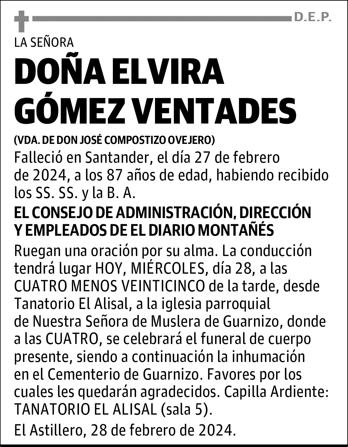 DOÑA ELVIRA GÓMEZ VENTADES